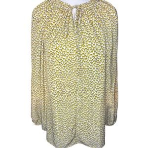 Boden Polly Marigold Yellow Crescent Print Peasant Blouse Size 16 Tie Neck